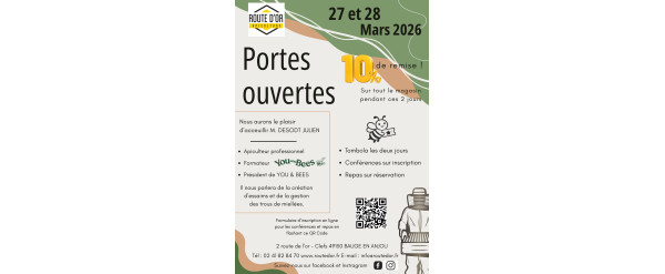 Portes ouvertes les 27 et 28 Mars 2026
